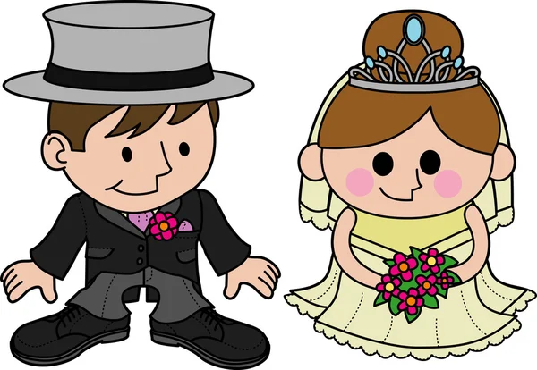 Bride and groom characters — Stock Vector