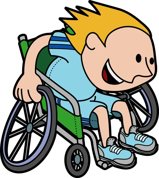 Εικόνα του αγοριού που αγωνιστικά σε αναπηρική καρέκλα — Διανυσματικό Αρχείο
