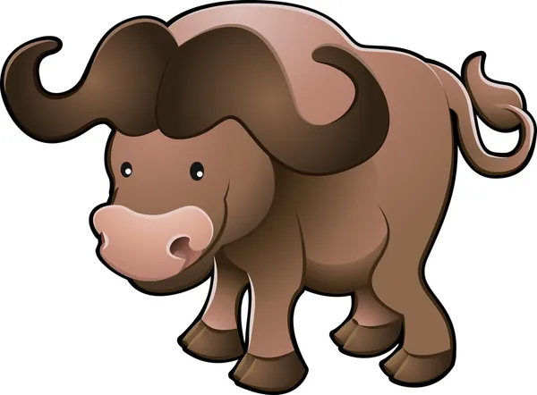 Mignonne illustration vectorielle africaine Cape Buffalo — Image vectorielle