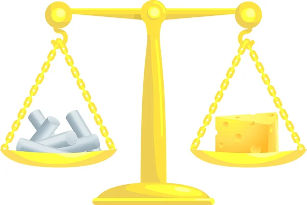 Equilibrio o comparación de tiza con queso — Vector de stock