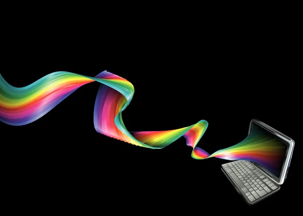 Regenboog laptop achtergrond — Stockvector