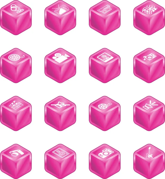 Cube Media Icon Serie eingestellt — Stockvektor
