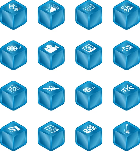 Conjunto de série de ícones de mídia de cubo —  Vetores de Stock
