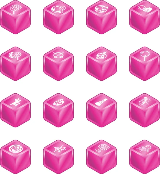 Ensemble de série Cube Icône de recherche Web — Image vectorielle