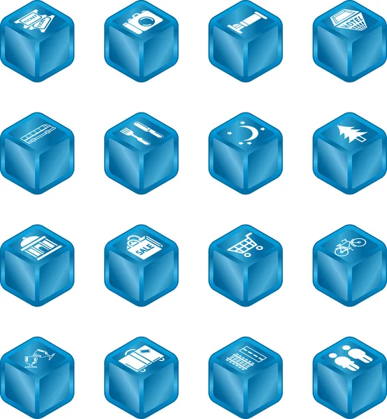 Locais turísticos Conjunto de ícones de cubo —  Vetores de Stock