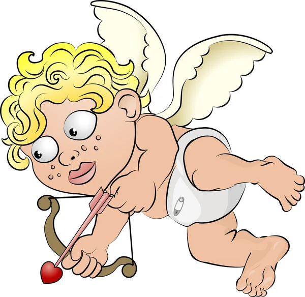 Ilustración de Cupido con flecha de amor — Vector de stock