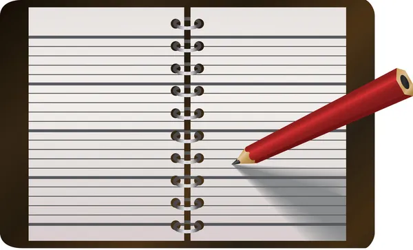 Penna som skriver i dagboken vektor illustration — Stock vektor
