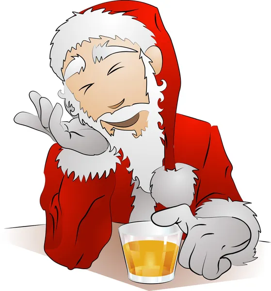 Illustrazione di Babbo Natale ubriaco — Vettoriale Stock