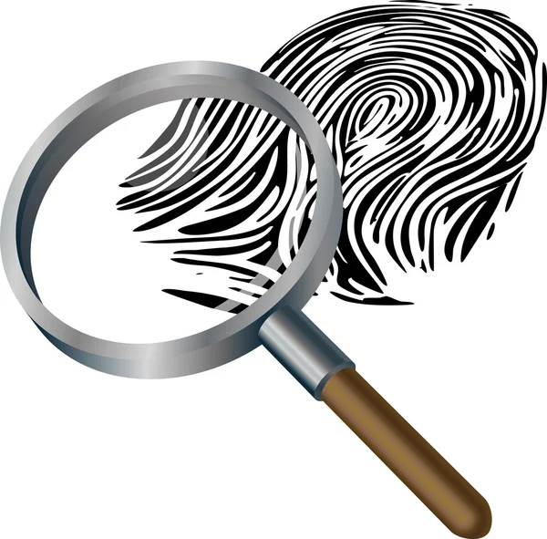Spyglass and fingerprint — Stock Vector