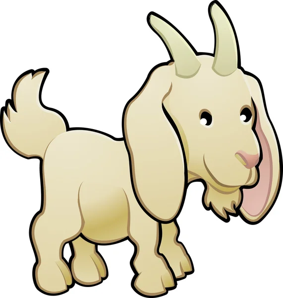 Cute Goat Farm Animal Vector Illustration — Stock Vector