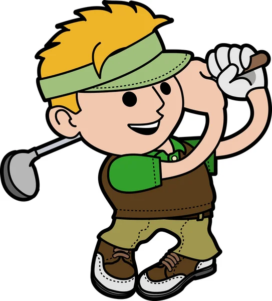 Genç adam golf oynamaya çizimi — Stok Vektör