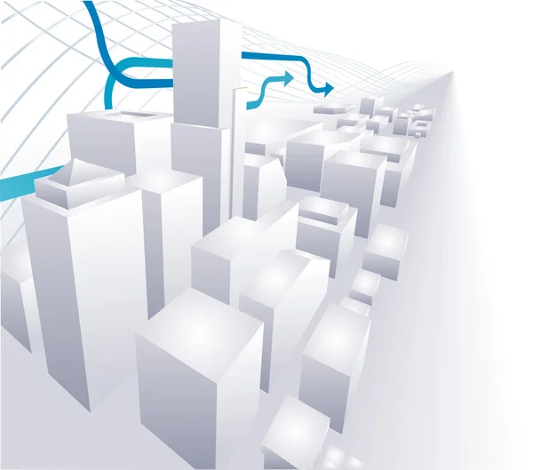 3D Città concettuale sfondo astratto — Vettoriale Stock