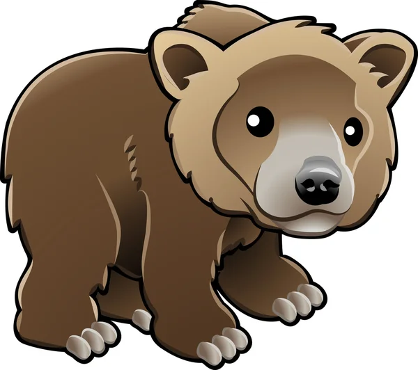 Cute Grizzly Brown Bear Vector Ilustração —  Vetores de Stock
