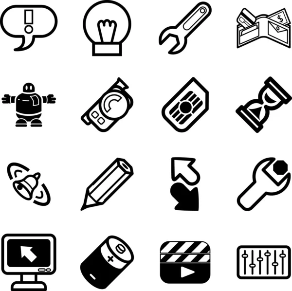 Conjunto de ícones relativos a aplicações informáticas — Vetor de Stock