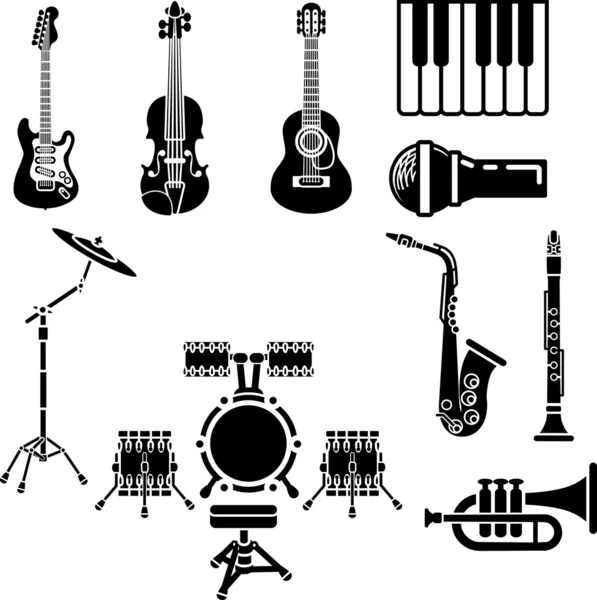 Musical Instrument Icon Set — Stock Vector