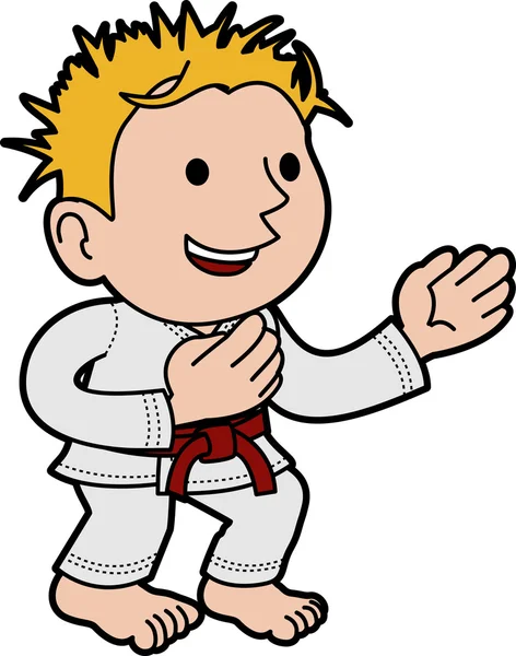 Illustrazione di ragazzo che fa karate — Vettoriale Stock