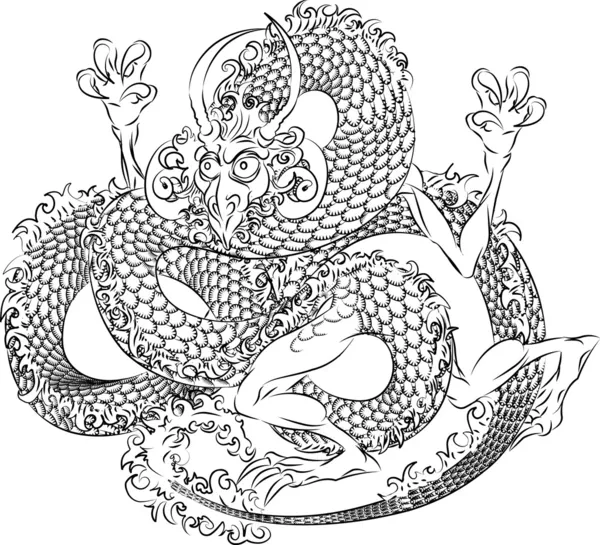 Illustration of Japanese dragon — Stock Vector