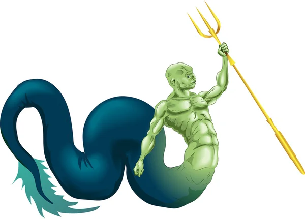 Merman or Poseidon — Stock Vector