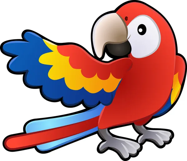Cute Friendly Macaw Parrot Illustration — Stock Vector