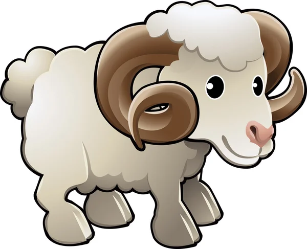 Illustration vectorielle animale de ferme de moutons de bélier mignon — Image vectorielle