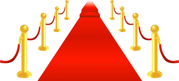 Red carpet en velvet rope — Stockvector
