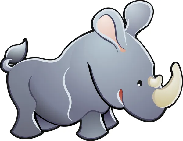 Roztomilý rhino vektorové ilustrace — Stockový vektor