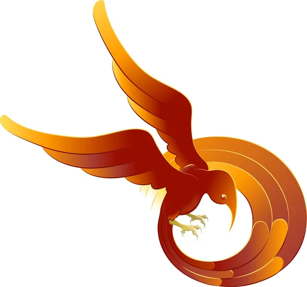A swooping fiery bird — Stock Vector
