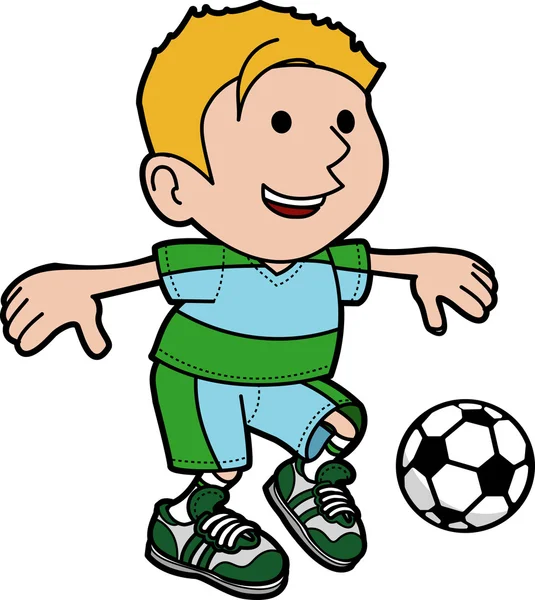 Illustration of boy playing soccer — Stock Vector