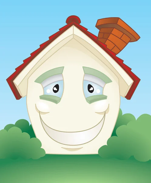 Personagem feliz casa sorridente — Vetor de Stock