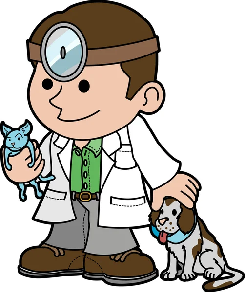 Illustration des Tierarztes mit Tieren — Stockvektor