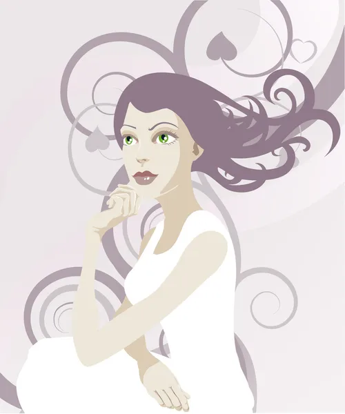 White hair lady illustration — Stock Vector