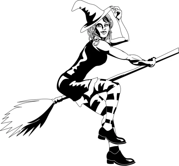 Black and white sexy witch — Stock Vector