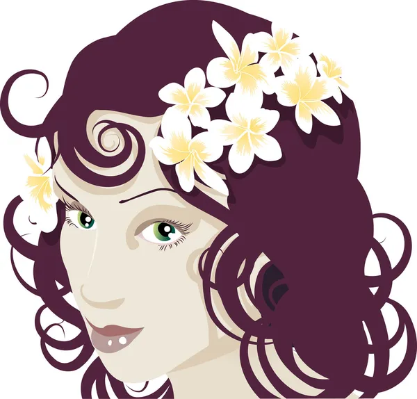 Flowers in her hair — Stock Vector