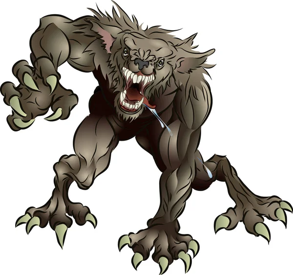 Loup-garou effrayant grognant — Image vectorielle