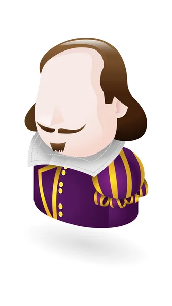 Barde Shakespeare icône de personnage — Image vectorielle