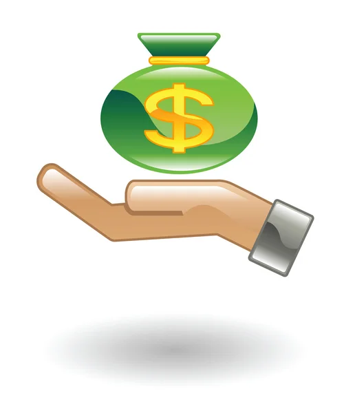 Dinheiro na ilustração da mão —  Vetores de Stock