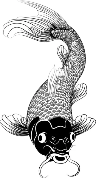 Kohaku koi carpa pesce illustrazione — Vettoriale Stock