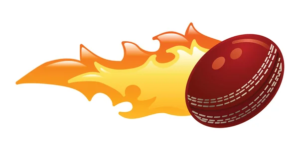 Flaming cricket ball — Vector de stoc