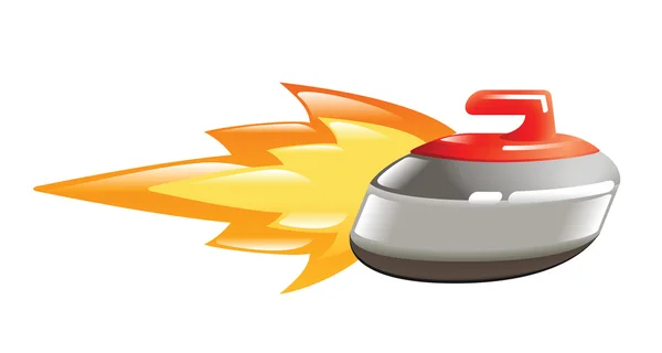 Flaming curling stone — Stock Vector