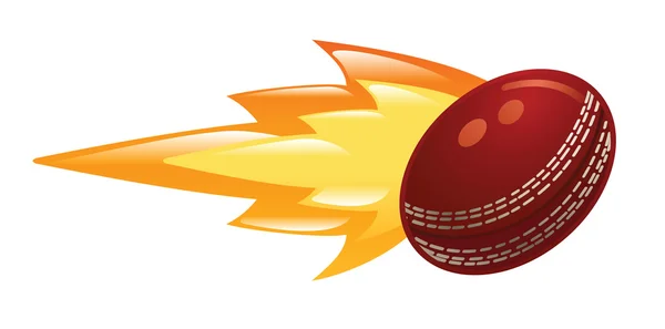 Flaming cricket ball — Vector de stoc