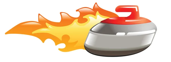 Flaming curling stone — Stockvector