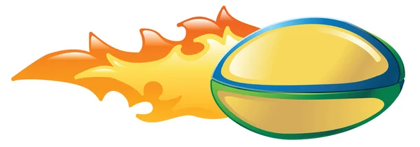 Flaming rugbybal — Stockvector