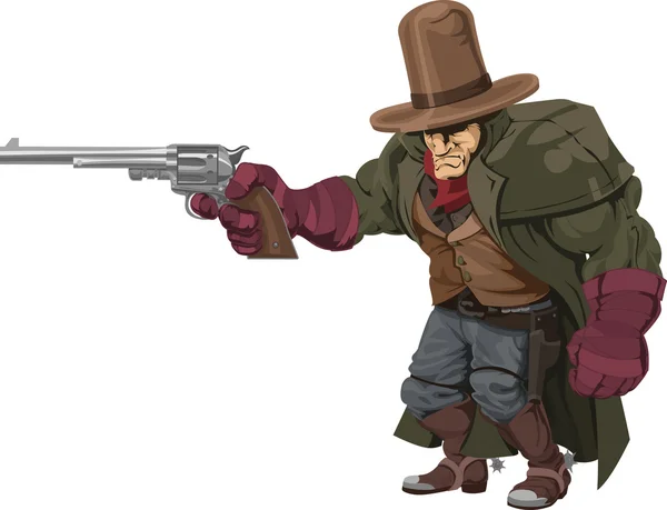 Cowboy gunman with pistol — Stock Vector