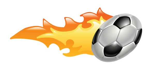 Bola de fútbol en llamas — Vector de stock