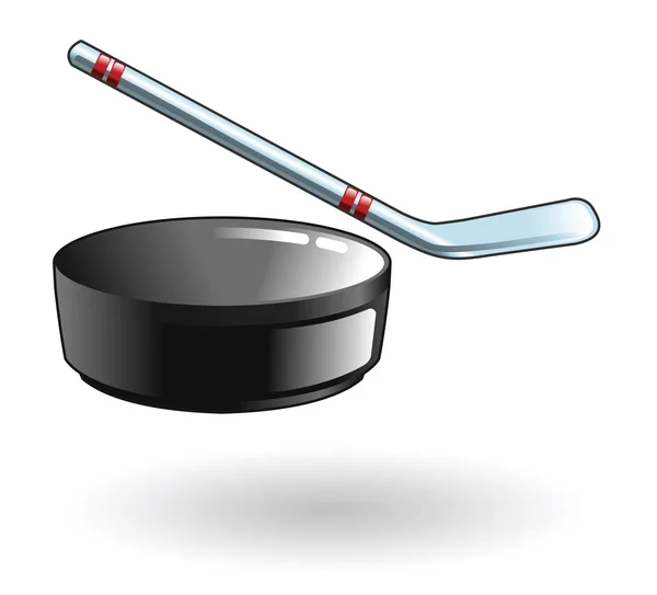 Hokejka a puk ilustrace — Stockový vektor