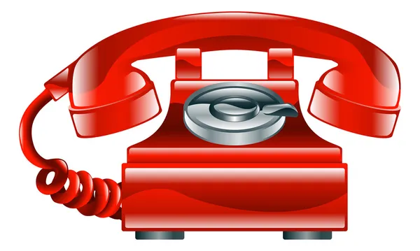 光沢のある赤い古い昔ながらの電話アイコン — ストックベクタ