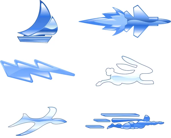 Snelheid pictogrammenset reeks ontwerpelementen — Stockvector