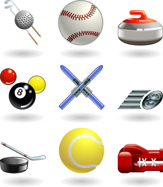 Shiny sports icon set series — Stock Vector