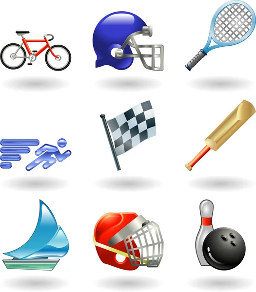 Sporty błyszczący ikona zestaw serii — Wektor stockowy