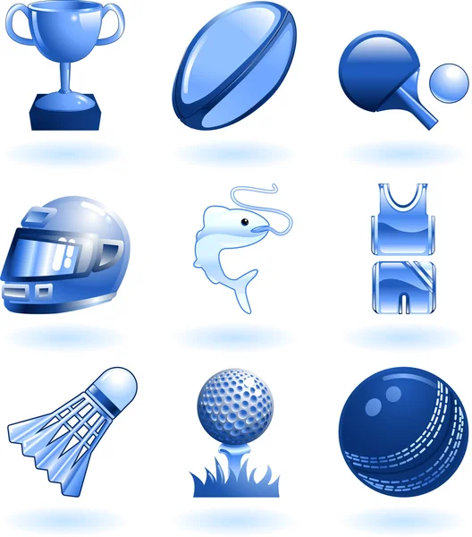 Série de jeux d'icônes sportives brillantes — Image vectorielle